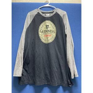 Men's Guinness Blk/Gray LS Tee 2X Drop Sleeve Style Oval Front Logo
